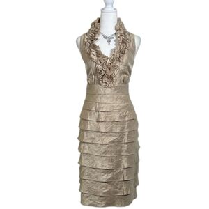 Lizzatti Collection Gold tiered dress formal size 14